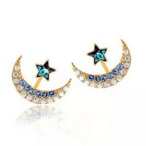 🐶Sparkly Star and crescent moon earrings
